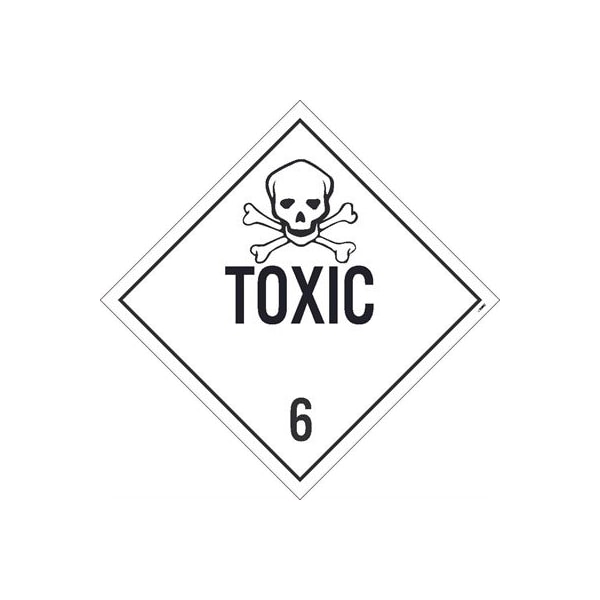 Nmc Toxic 6 Dot Placard Sign, Pk100, Material: Adhesive Backed Vinyl DL87P100 - main